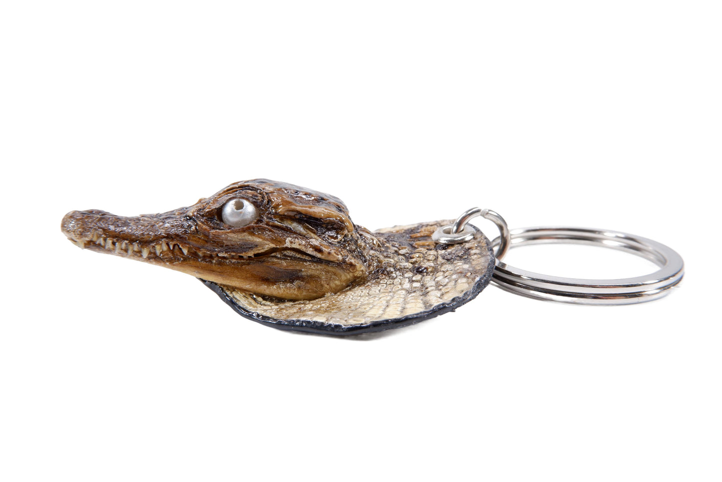 Genuine Crocodile Skin Leather Head Key Ring Keychain Holder