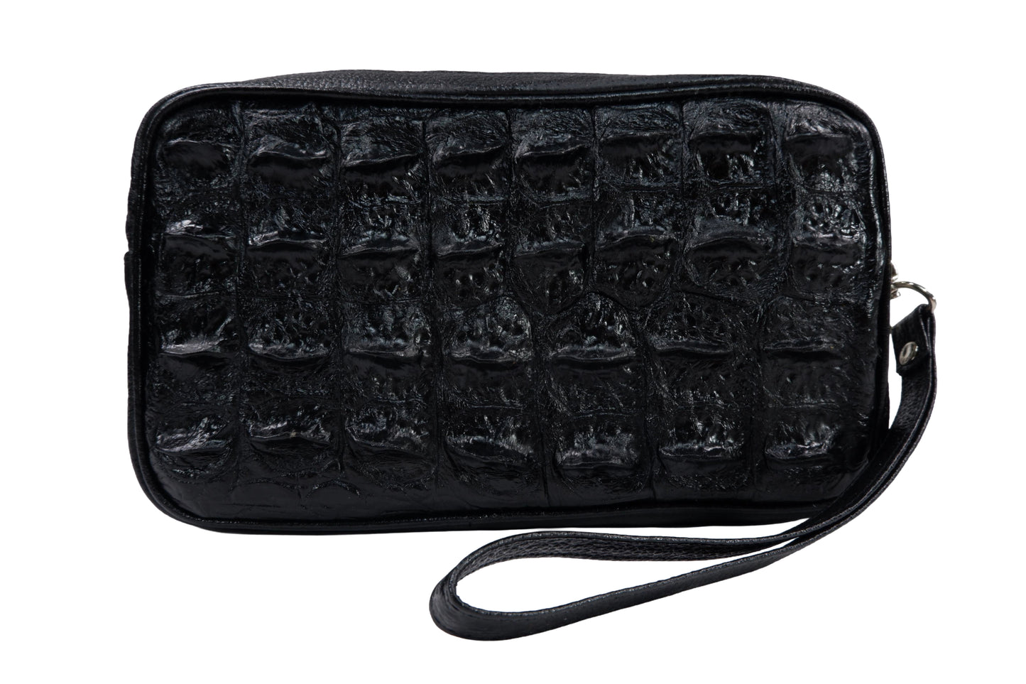 Genuine Crocodile Hornback Skin Leather Double Zip Crossbody Bag
