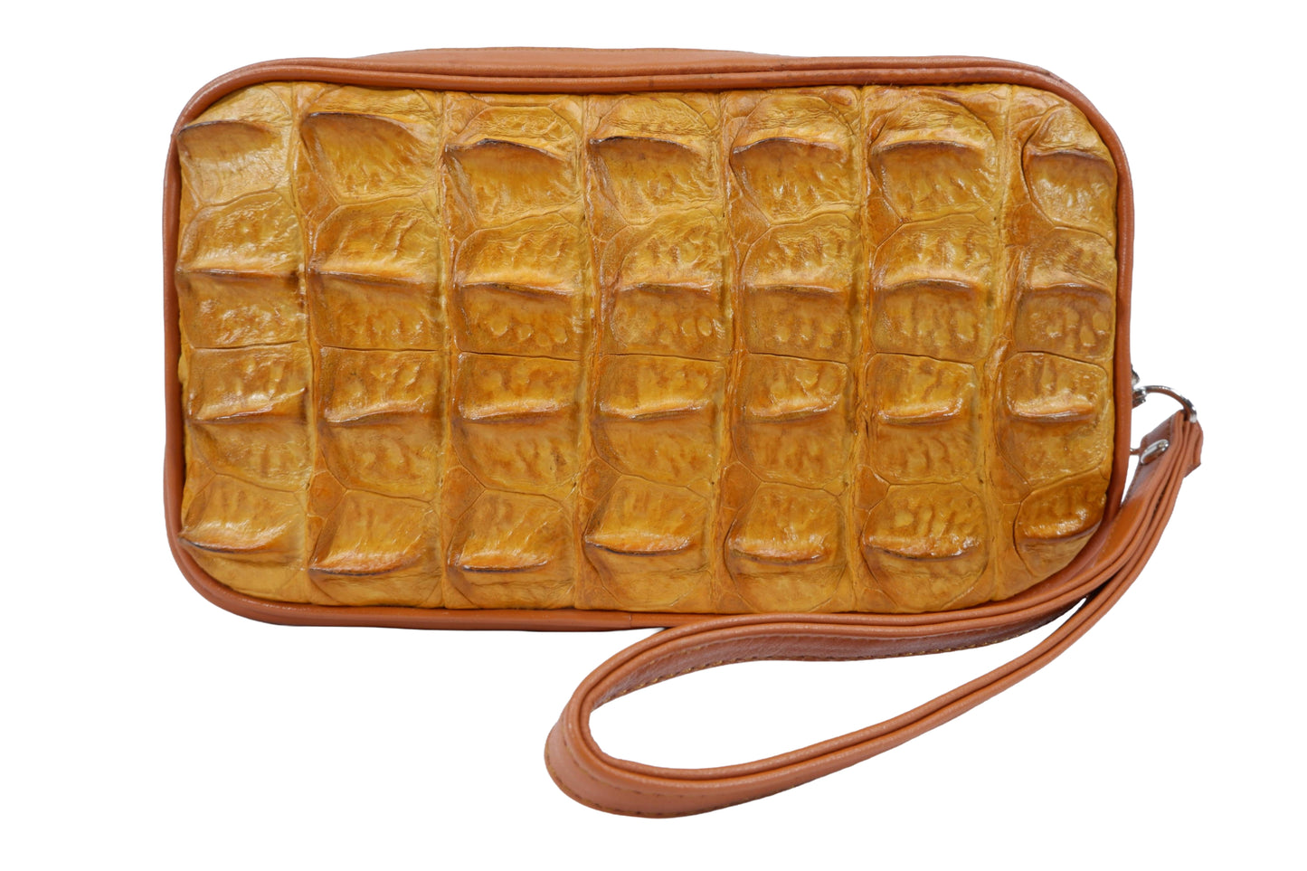 Genuine Crocodile Hornback Skin Leather Double Zip Crossbody Bag