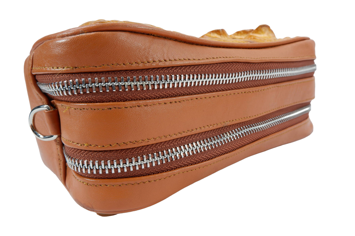 Genuine Crocodile Hornback Skin Leather Double Zip Crossbody Bag