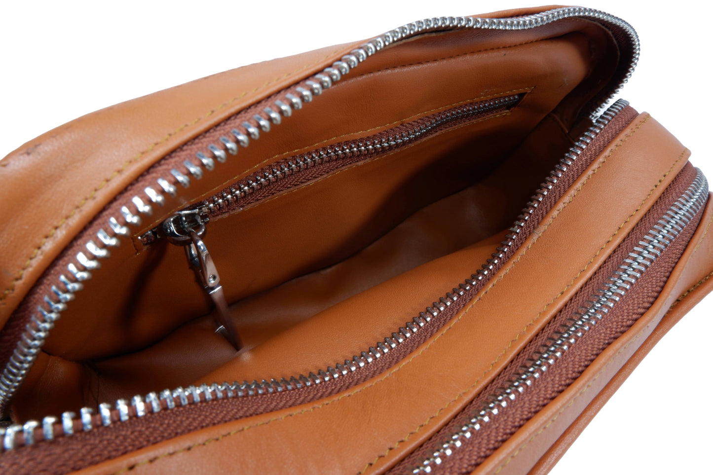 Genuine Crocodile Hornback Skin Leather Double Zip Crossbody Bag