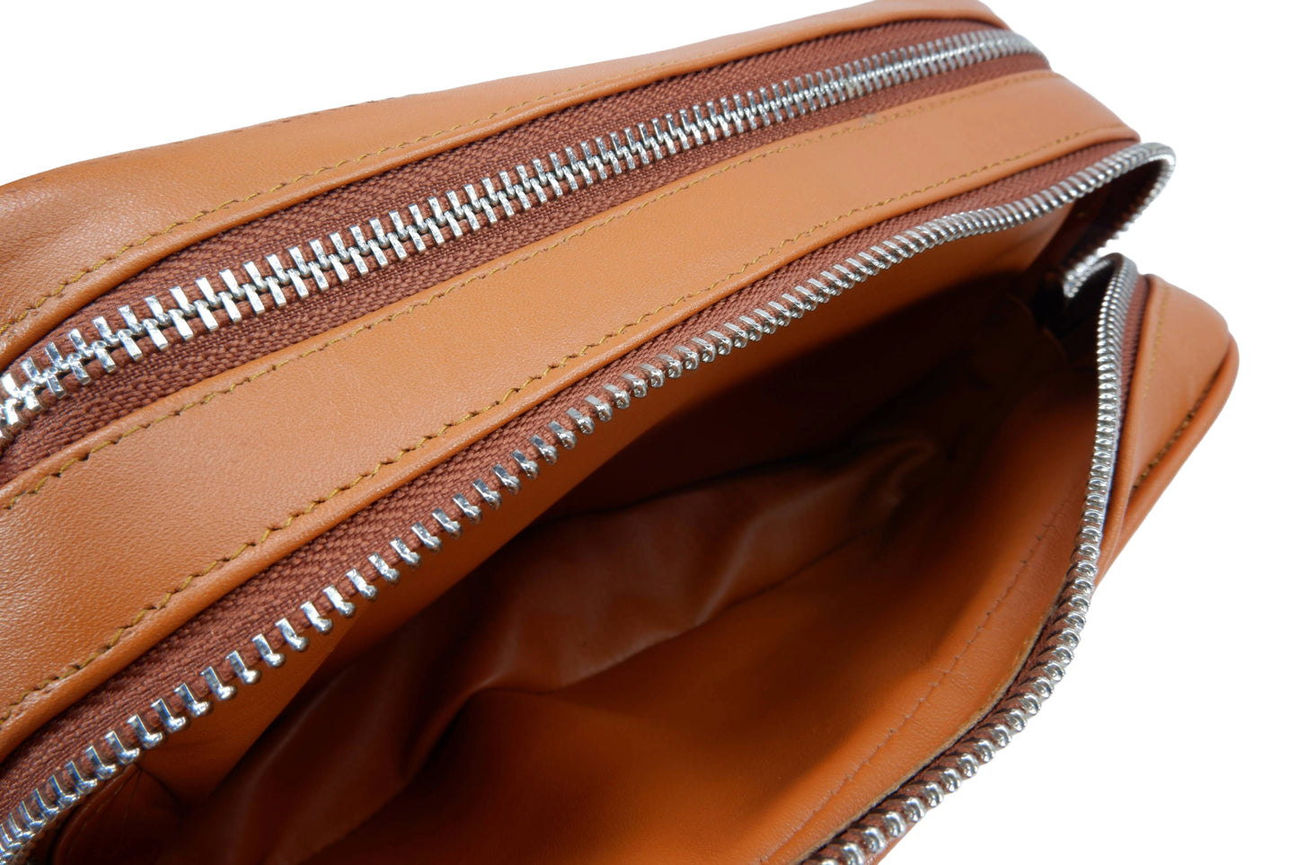 Genuine Crocodile Hornback Skin Leather Double Zip Crossbody Bag