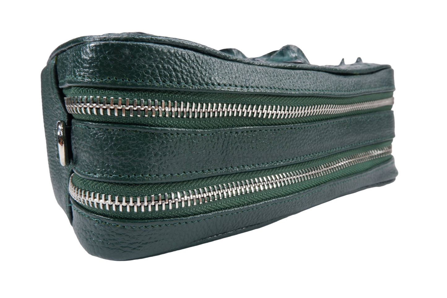 Genuine Crocodile Hornback Skin Leather Double Zip Crossbody Bag