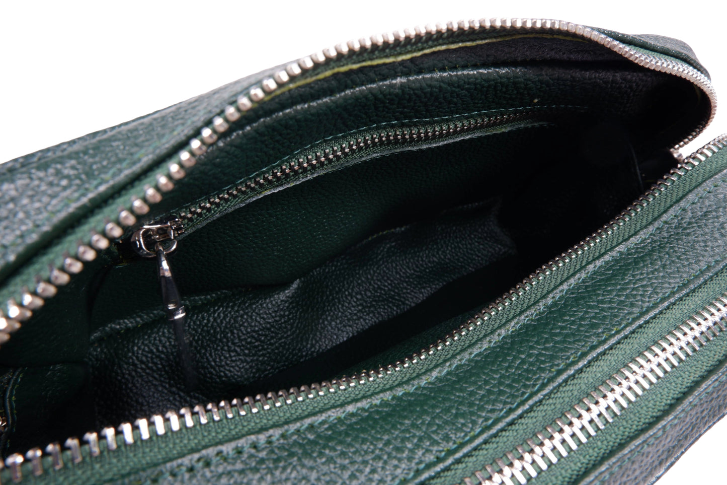 Genuine Crocodile Hornback Skin Leather Double Zip Crossbody Bag