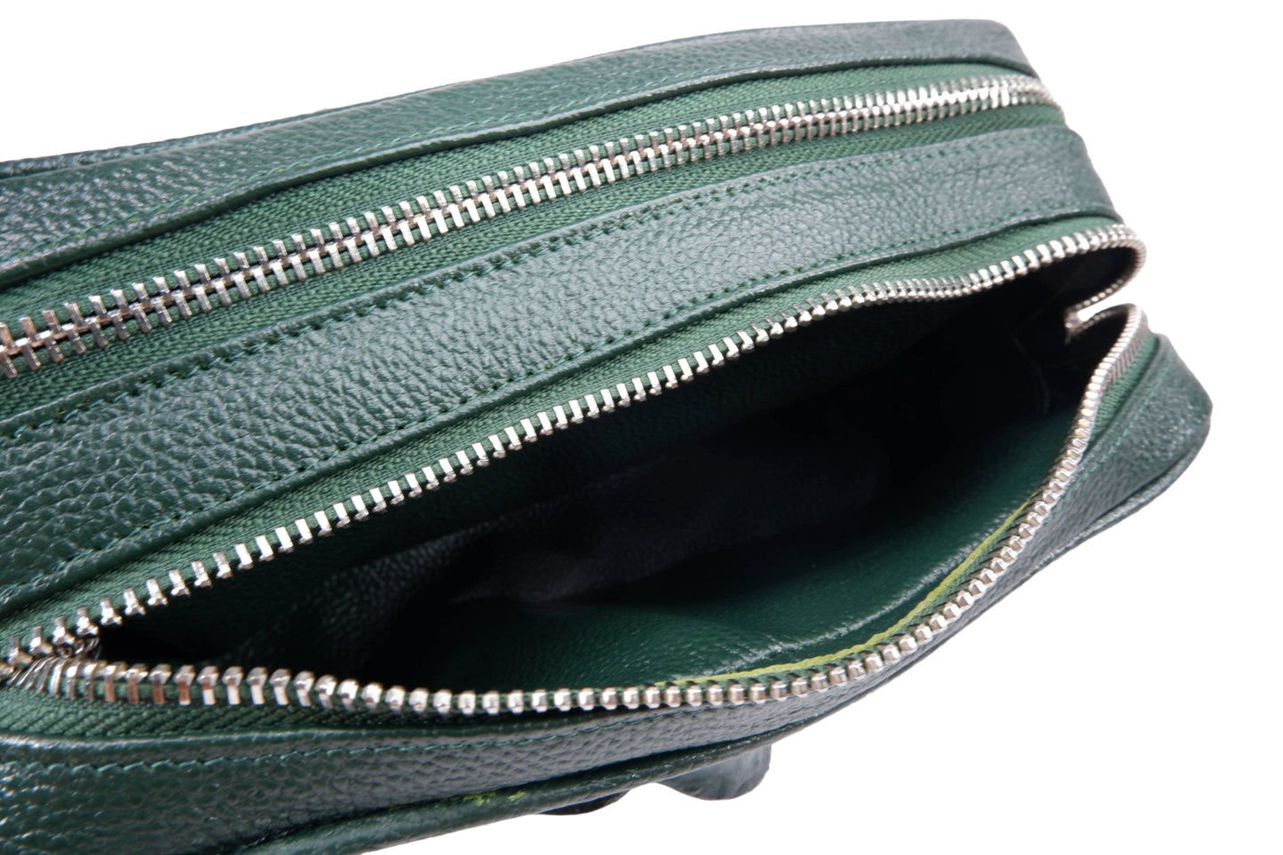 Genuine Crocodile Hornback Skin Leather Double Zip Crossbody Bag