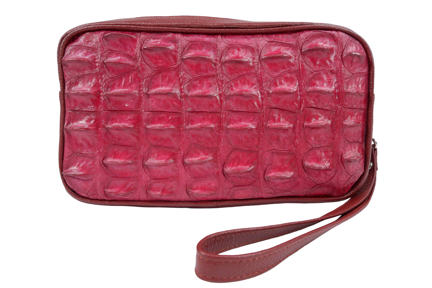 Genuine Crocodile Hornback Skin Leather Double Zip Crossbody Bag