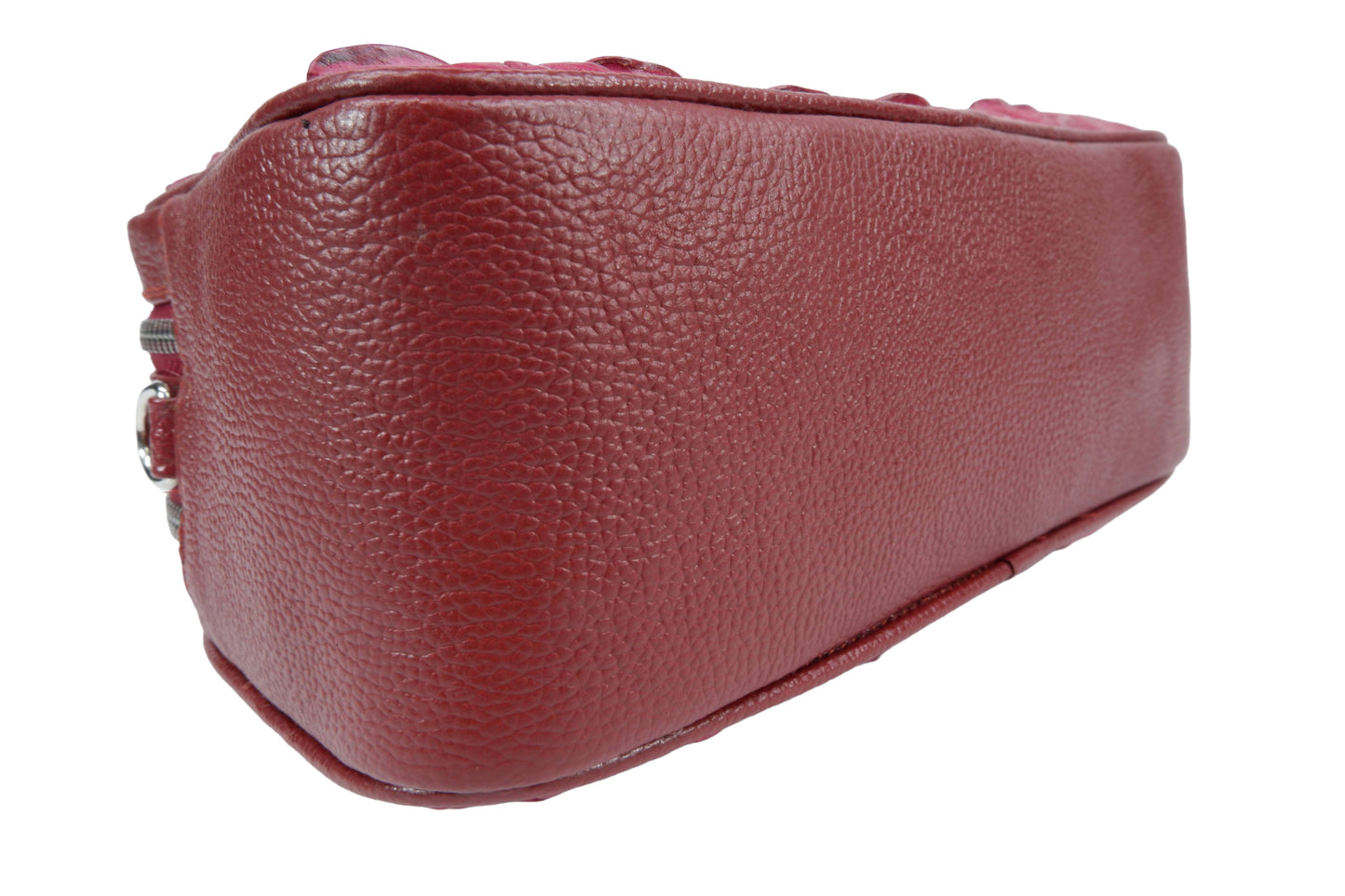 Genuine Crocodile Hornback Skin Leather Double Zip Crossbody Bag