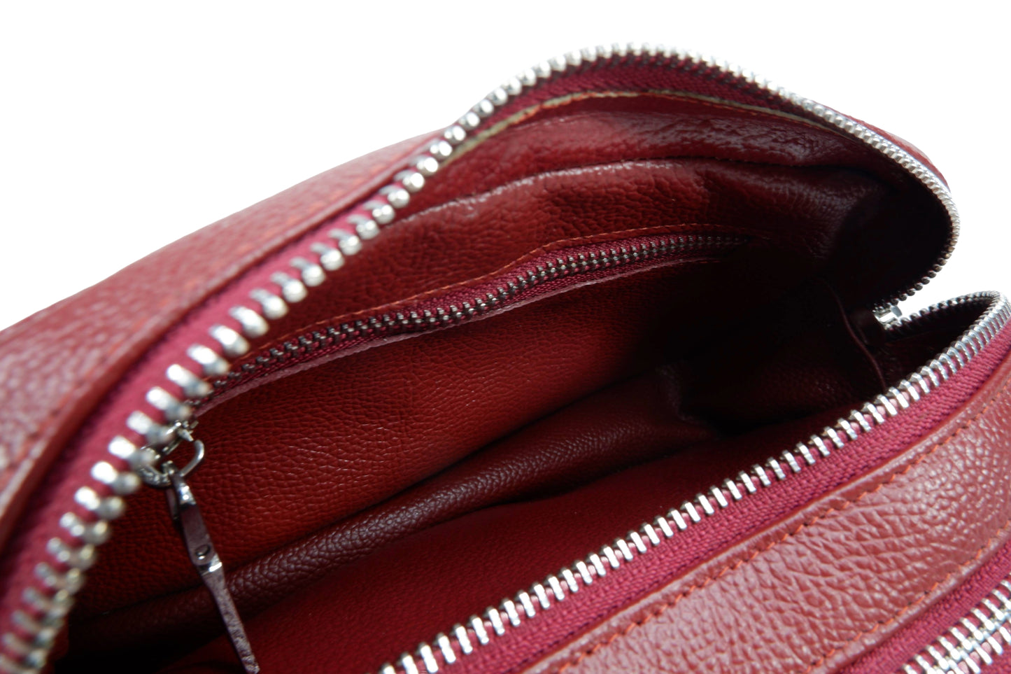 Genuine Crocodile Hornback Skin Leather Double Zip Crossbody Bag