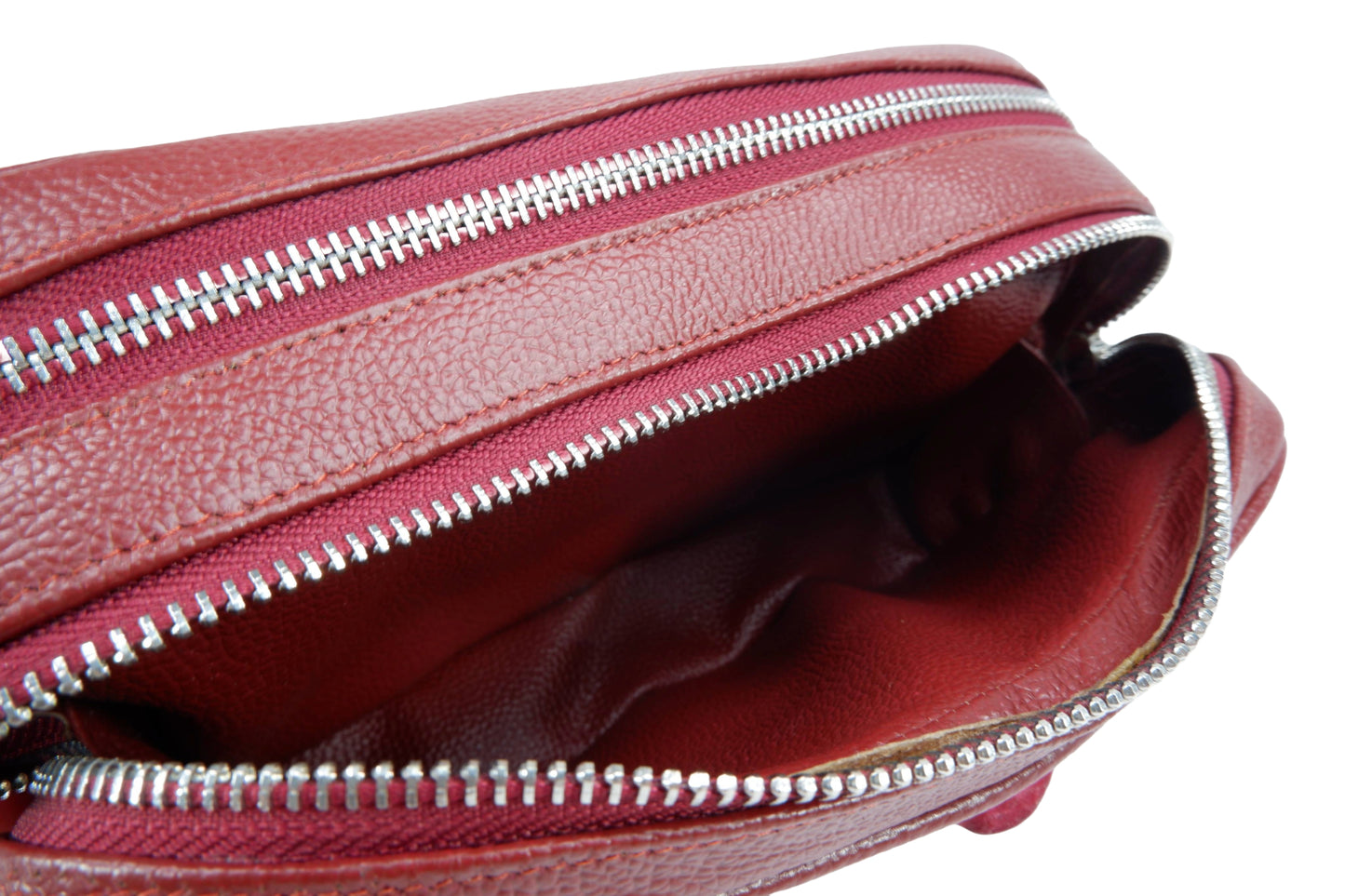 Genuine Crocodile Hornback Skin Leather Double Zip Crossbody Bag