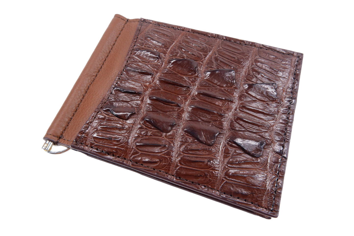 Genuine Crocodile Tail Skin Leather Money Clip Slim Bifold Men's Wallet
