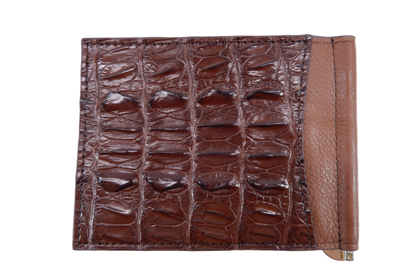 Genuine Crocodile Tail Skin Leather Money Clip Slim Bifold Men's Wallet