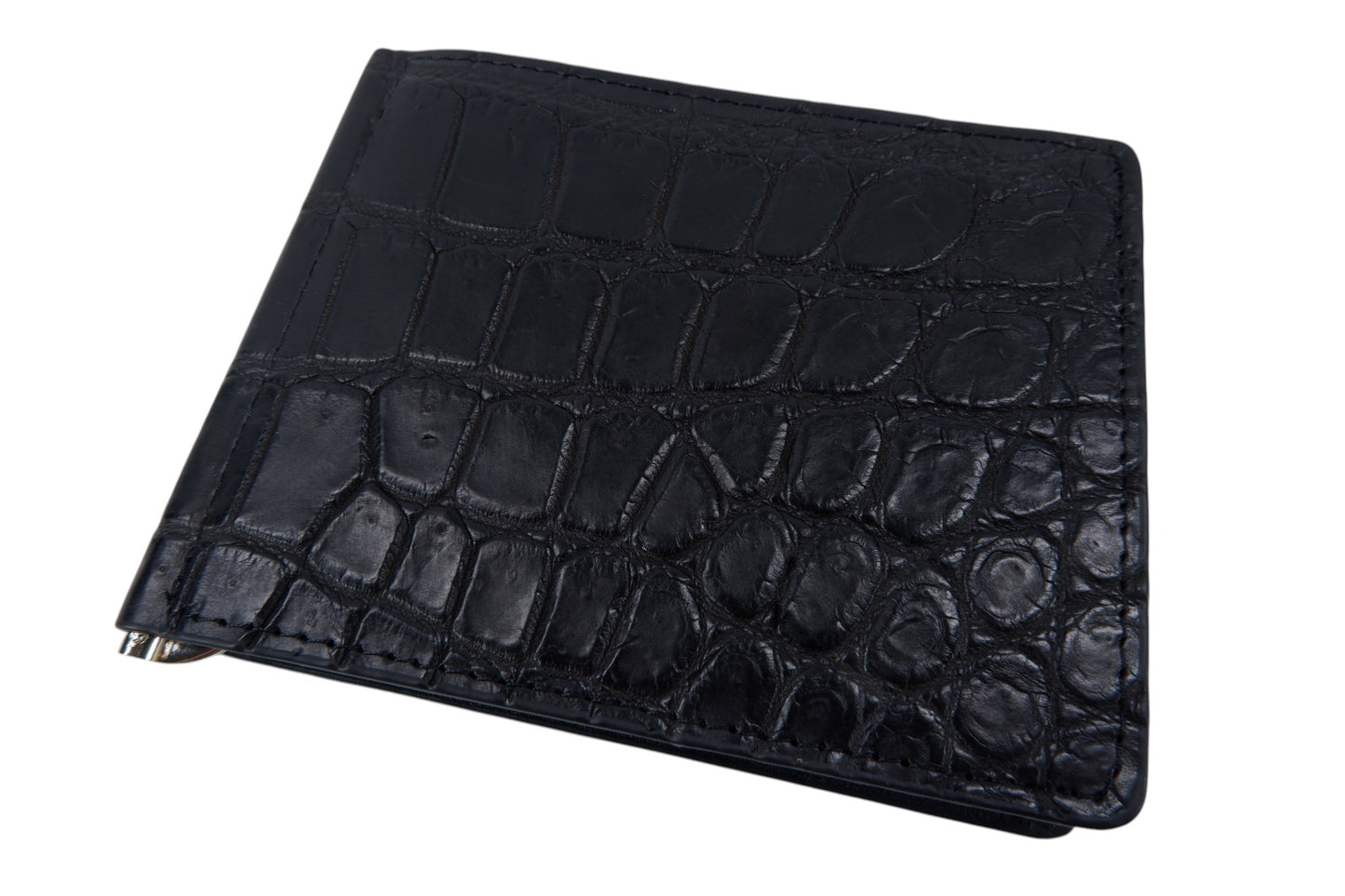 Genuine Crocodile Belly Skin Leather Money Clip Slim Bifold Men's Wallet