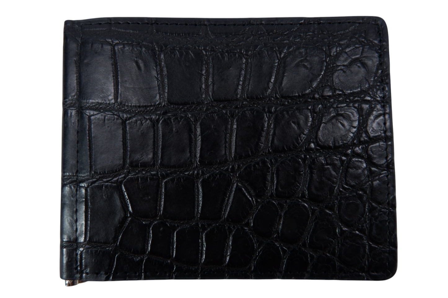 Genuine Crocodile Belly Skin Leather Money Clip Slim Bifold Men's Wallet
