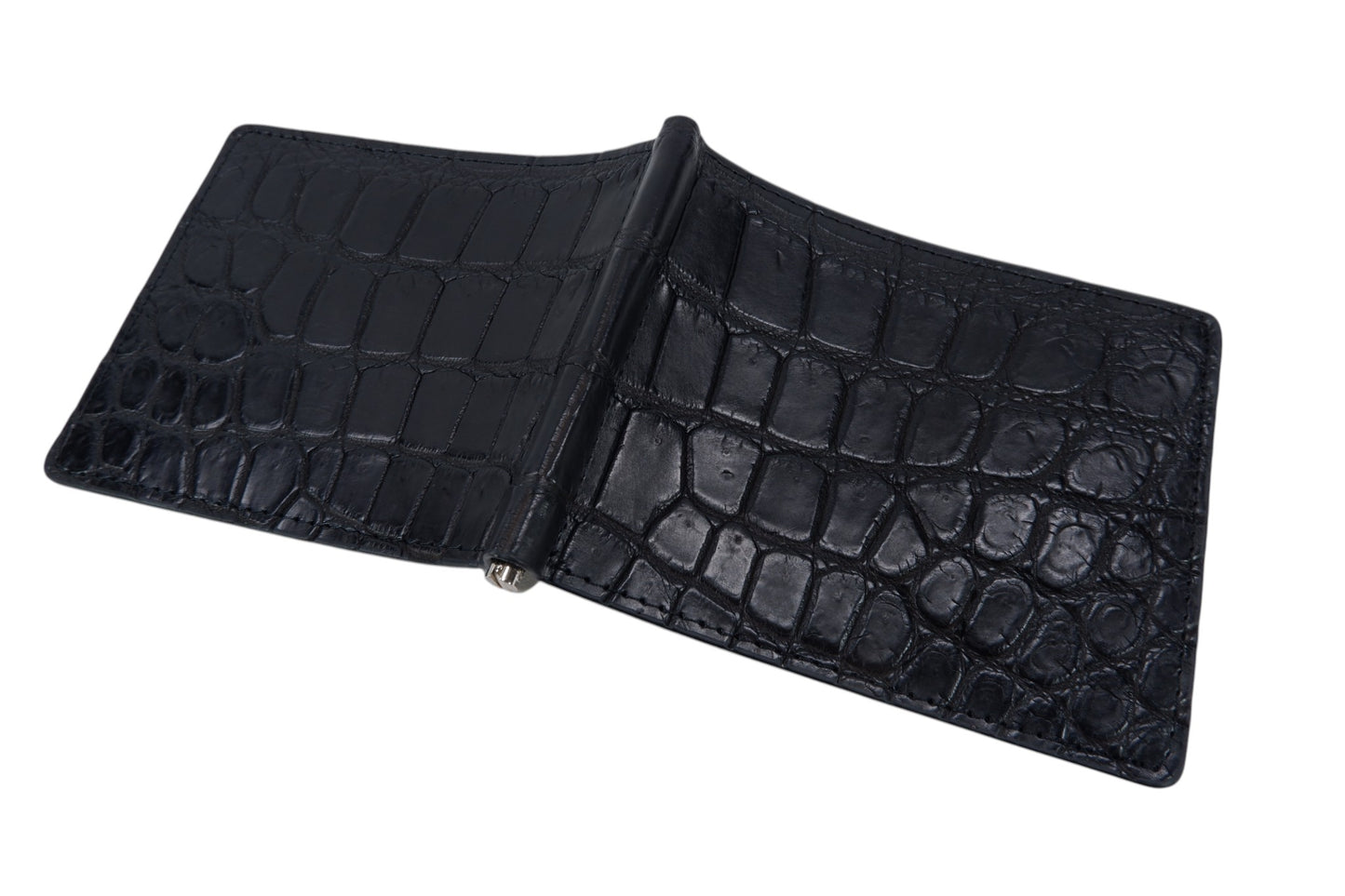 Genuine Crocodile Belly Skin Leather Money Clip Slim Bifold Men's Wallet