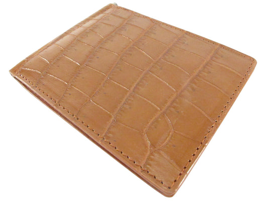 Genuine Crocodile Belly Skin Leather Money Clip Slim Bifold Men's Wallet