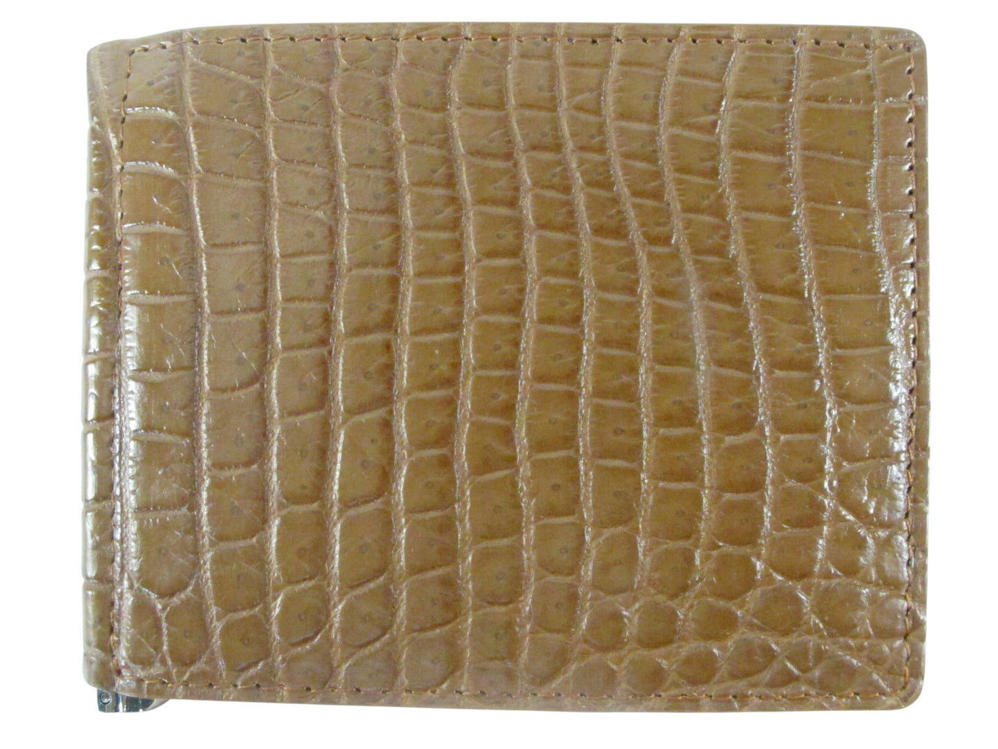 Genuine Crocodile Belly Skin Leather Money Clip Slim Bifold Men's Wallet