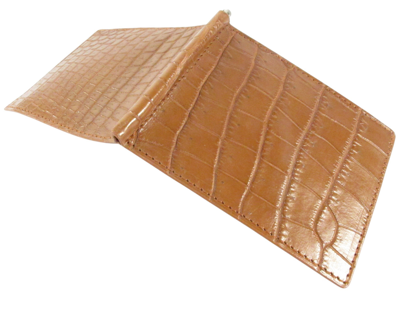 Genuine Crocodile Belly Skin Leather Money Clip Slim Bifold Men's Wallet