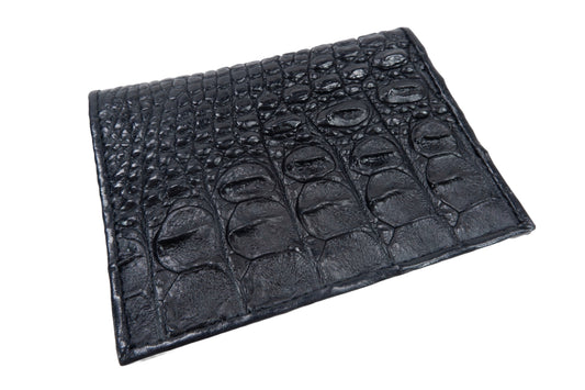 Genuine Crocodile Half Backbone Skin Leather Passport & Card Holder Wallet