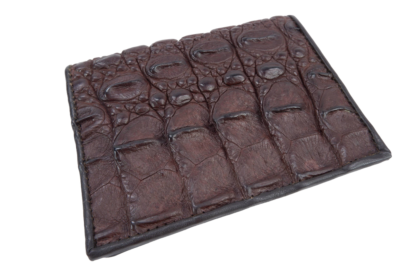 Genuine Crocodile Half Backbone Skin Leather Passport & Card Holder Wallet