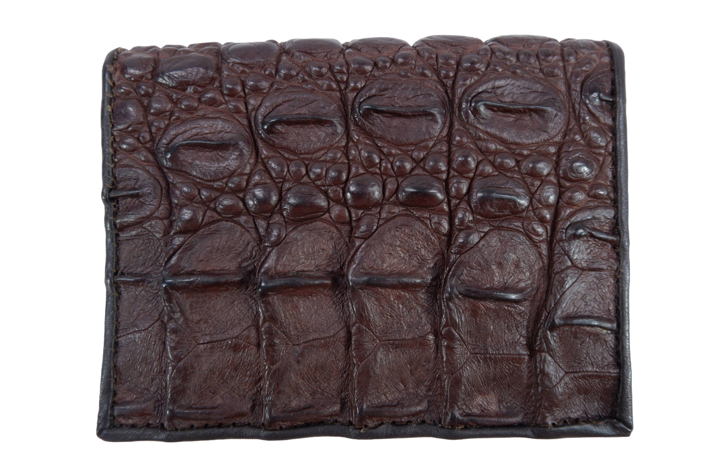 Genuine Crocodile Half Backbone Skin Leather Passport & Card Holder Wallet