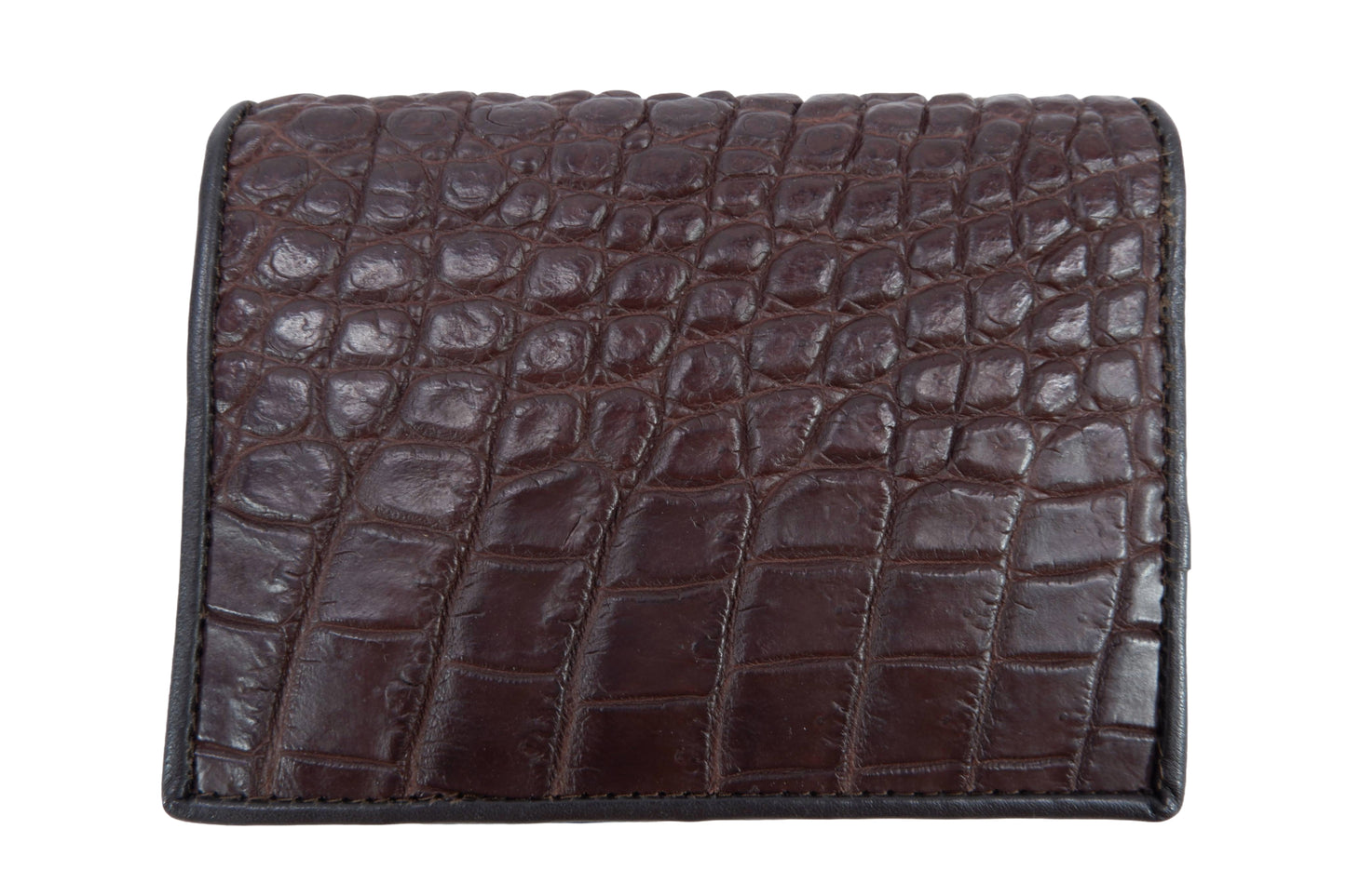 Genuine Crocodile Half Backbone Skin Leather Passport & Card Holder Wallet