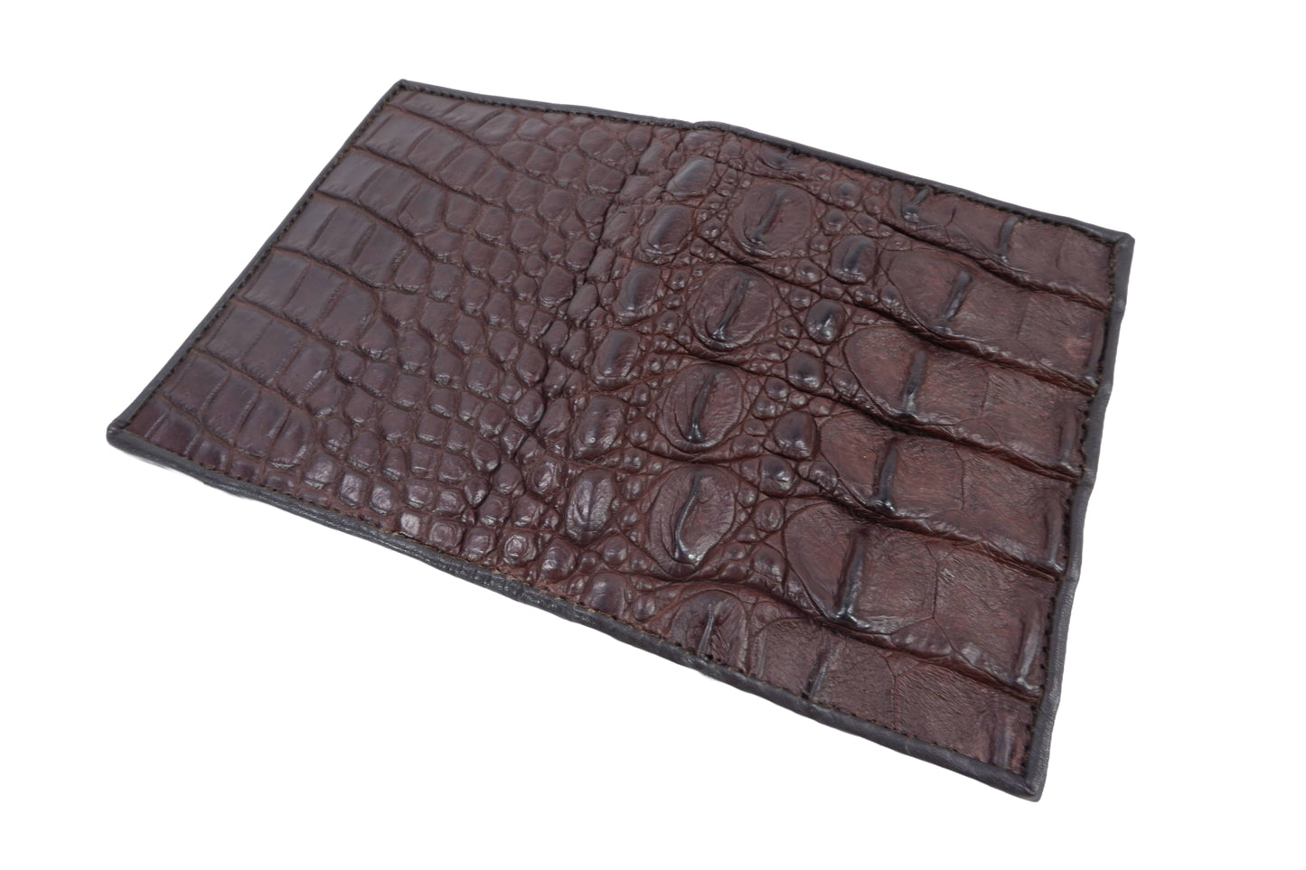 Genuine Crocodile Half Backbone Skin Leather Passport & Card Holder Wallet