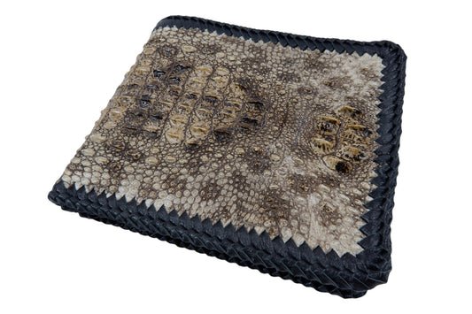 Genuine Crocodile Hornback Skin Leather Handmade Bifold Wallet
