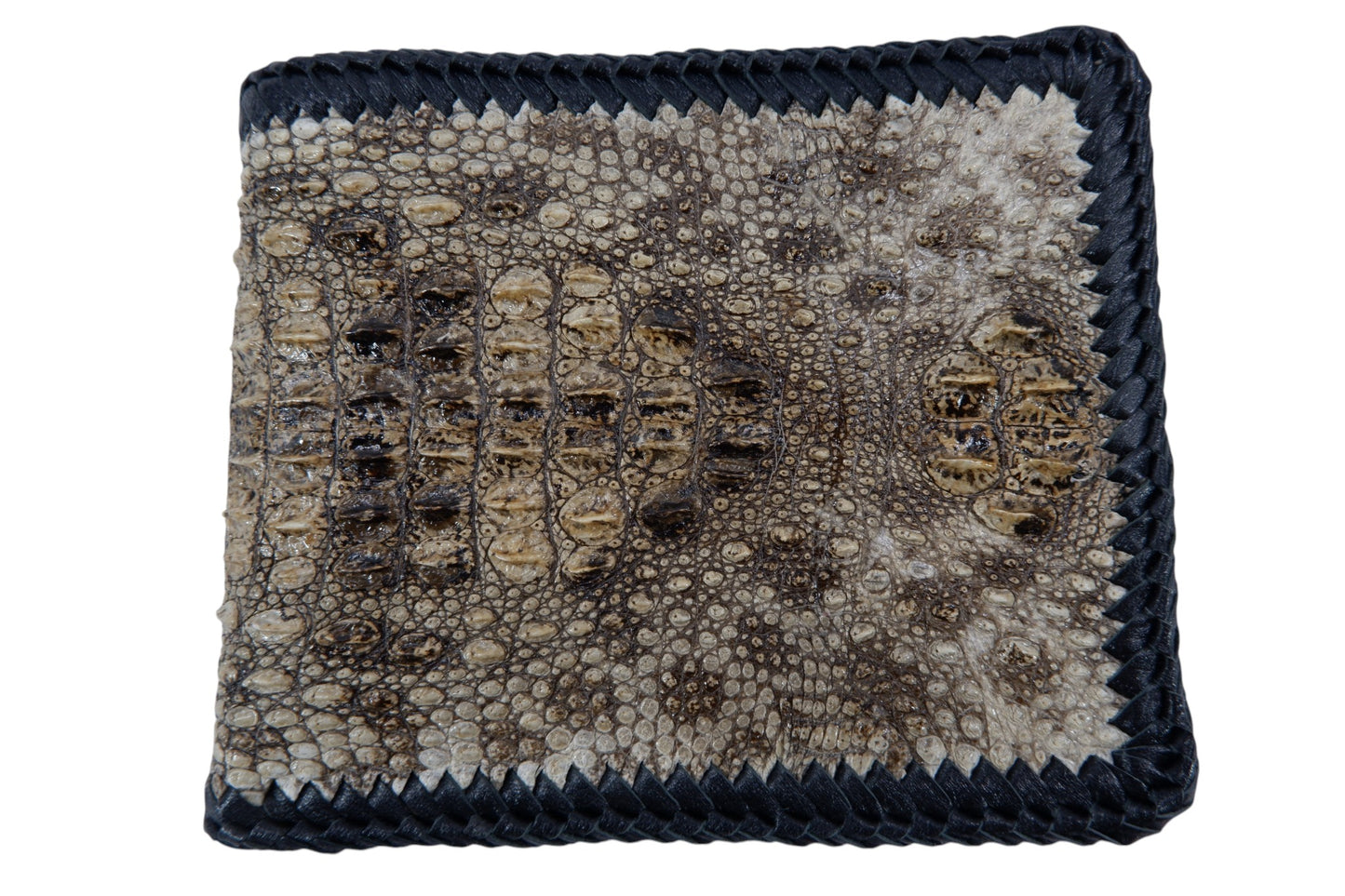 Genuine Crocodile Hornback Skin Leather Handmade Bifold Wallet