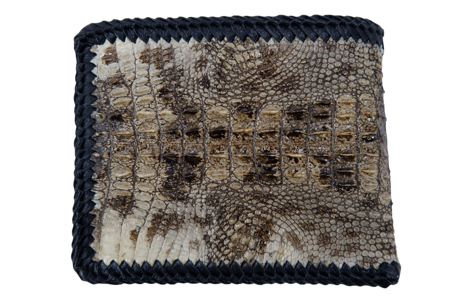 Genuine Crocodile Hornback Skin Leather Handmade Bifold Wallet