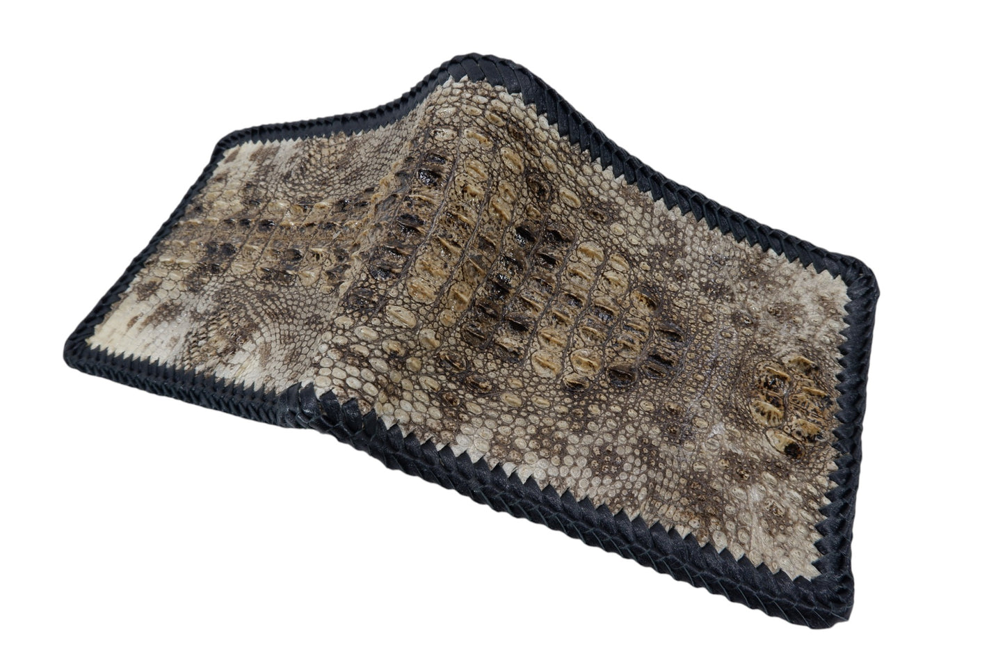 Genuine Crocodile Hornback Skin Leather Handmade Bifold Wallet