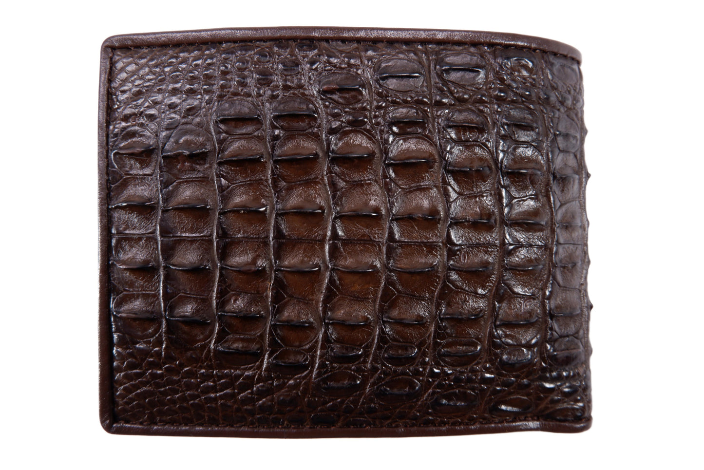 Genuine Crocodile Head Hornback Skin Leather Bifold Wallet