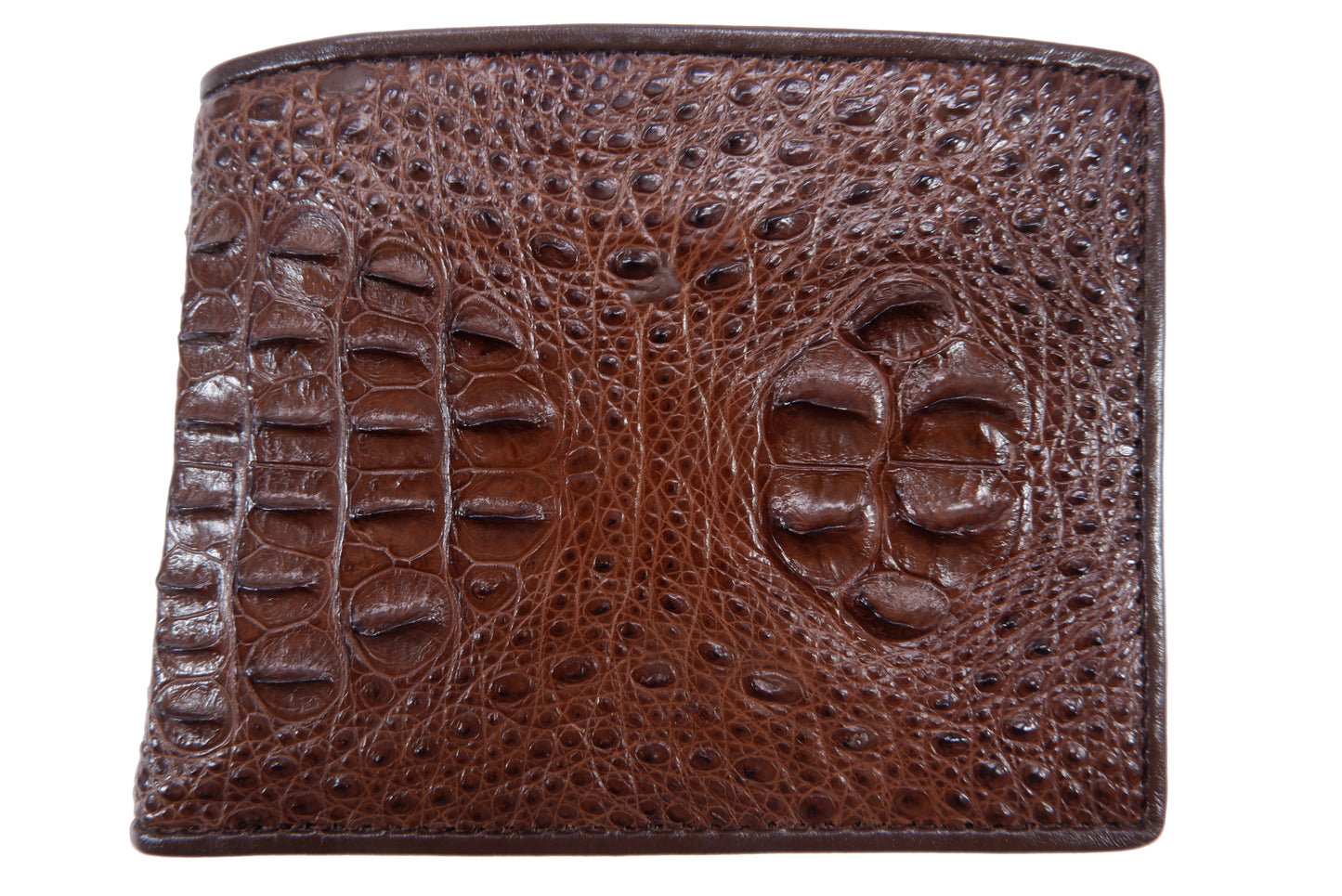 Genuine Crocodile Head Hornback Skin Leather Bifold Wallet