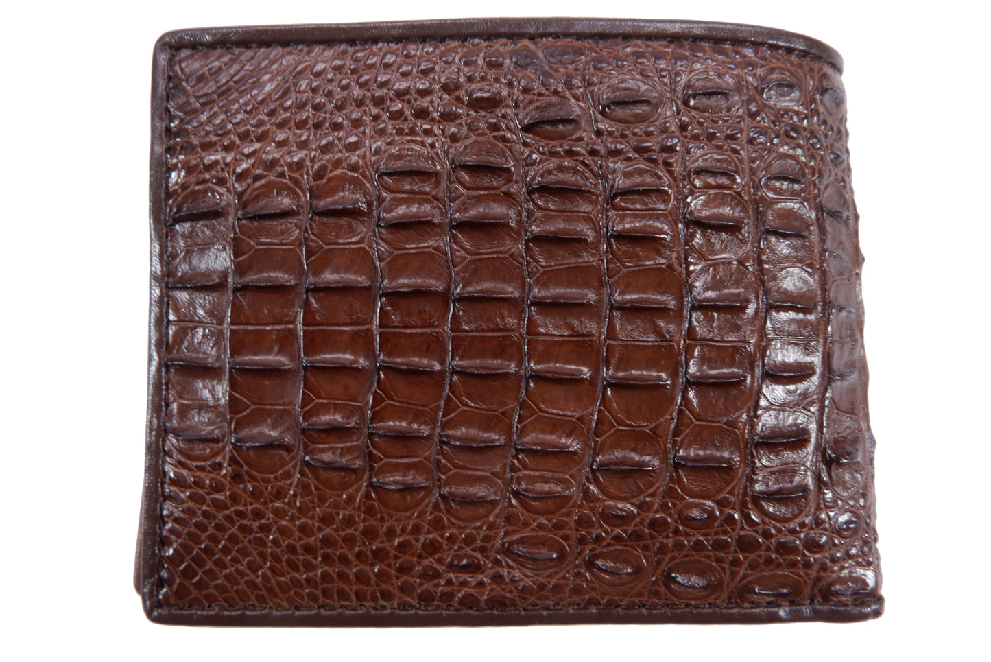 Genuine Crocodile Head Hornback Skin Leather Bifold Wallet