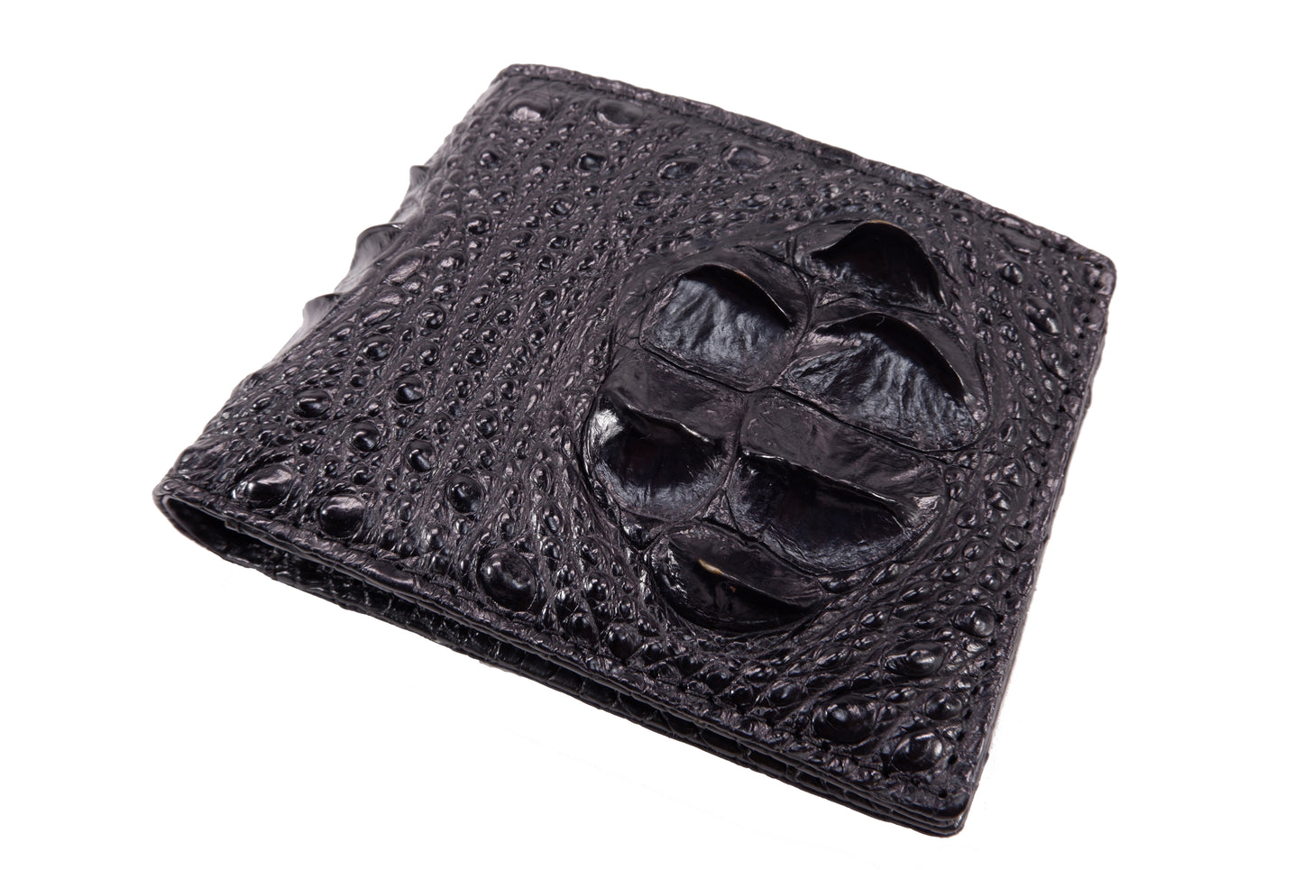 Genuine Crocodile Hornback Skin Leather Bifold Wallet with Crocodile Skin Interior