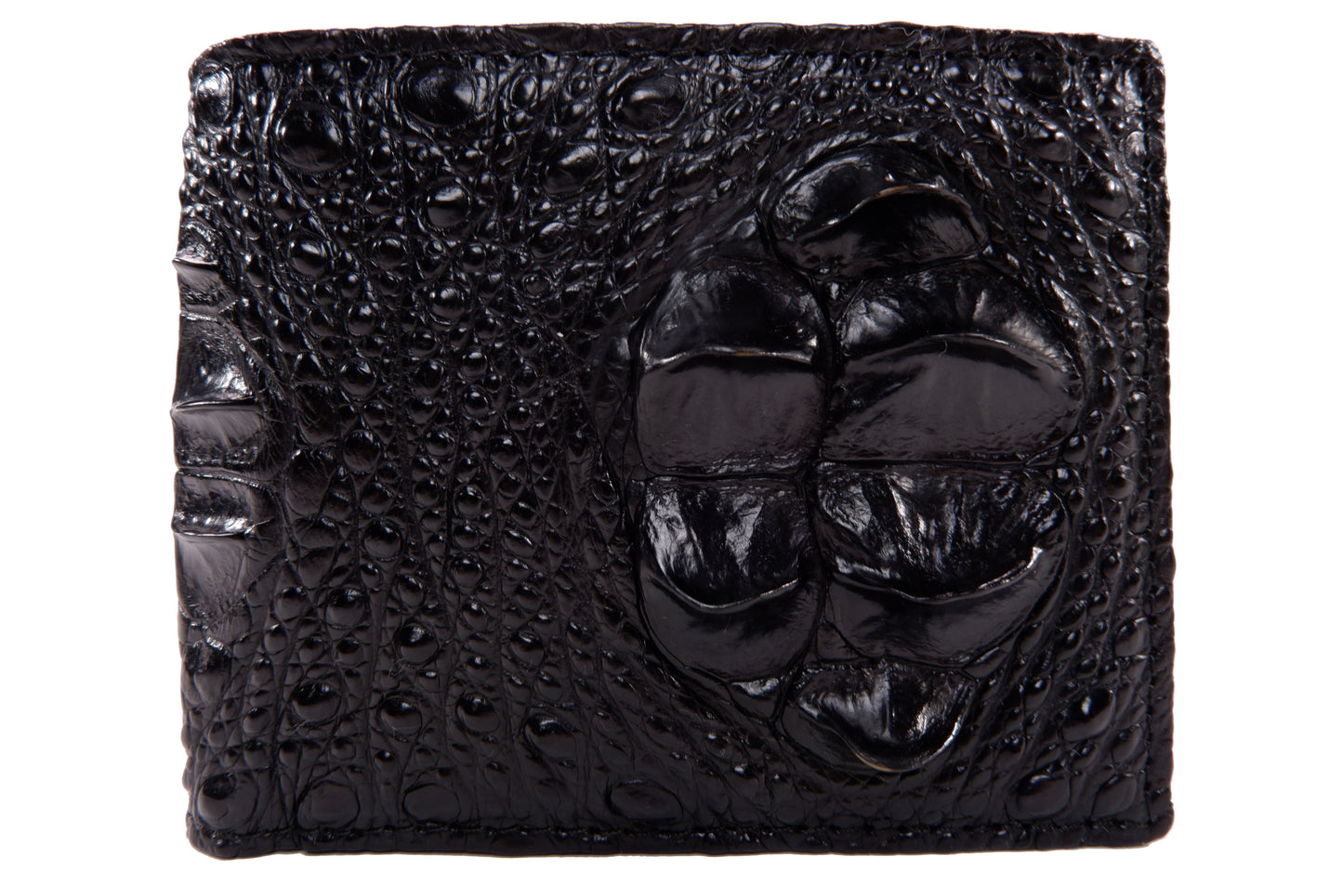 Genuine Crocodile Hornback Skin Leather Bifold Wallet with Crocodile Skin Interior