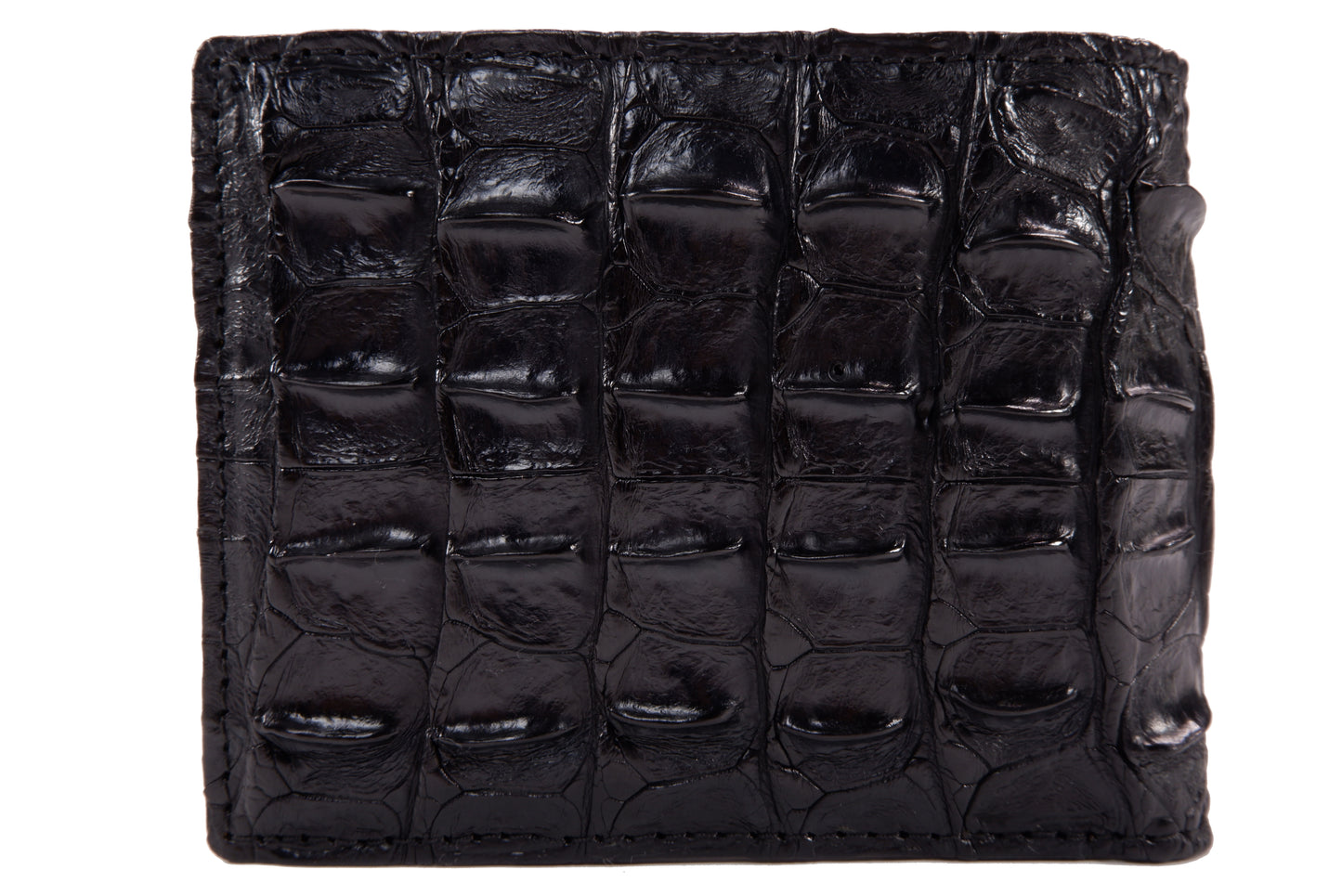 Genuine Crocodile Hornback Skin Leather Bifold Wallet with Crocodile Skin Interior