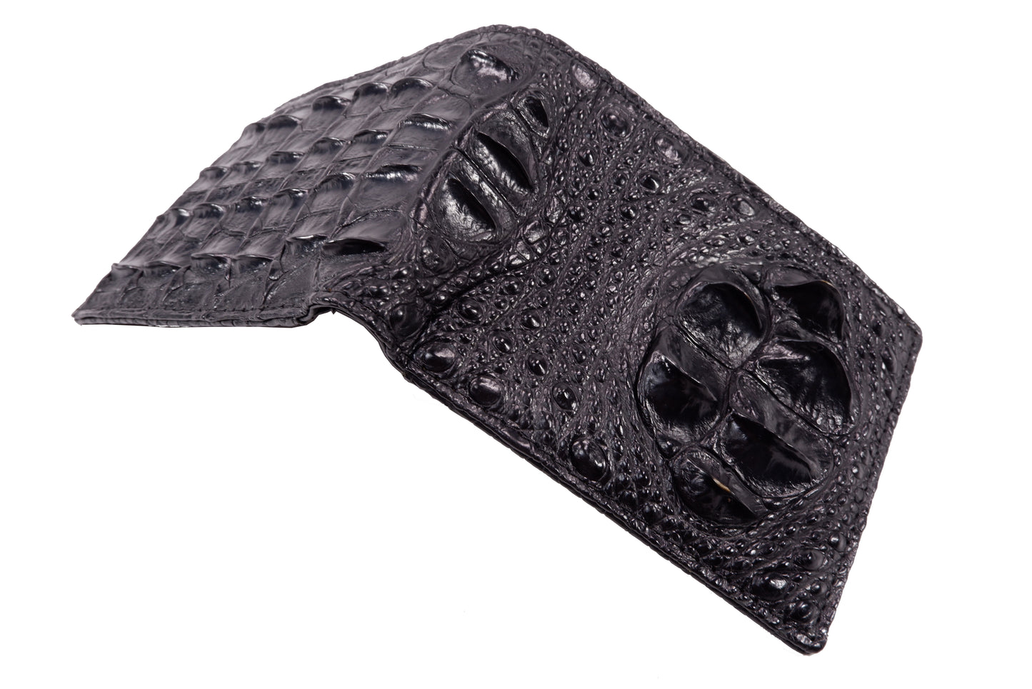 Genuine Crocodile Hornback Skin Leather Bifold Wallet with Crocodile Skin Interior