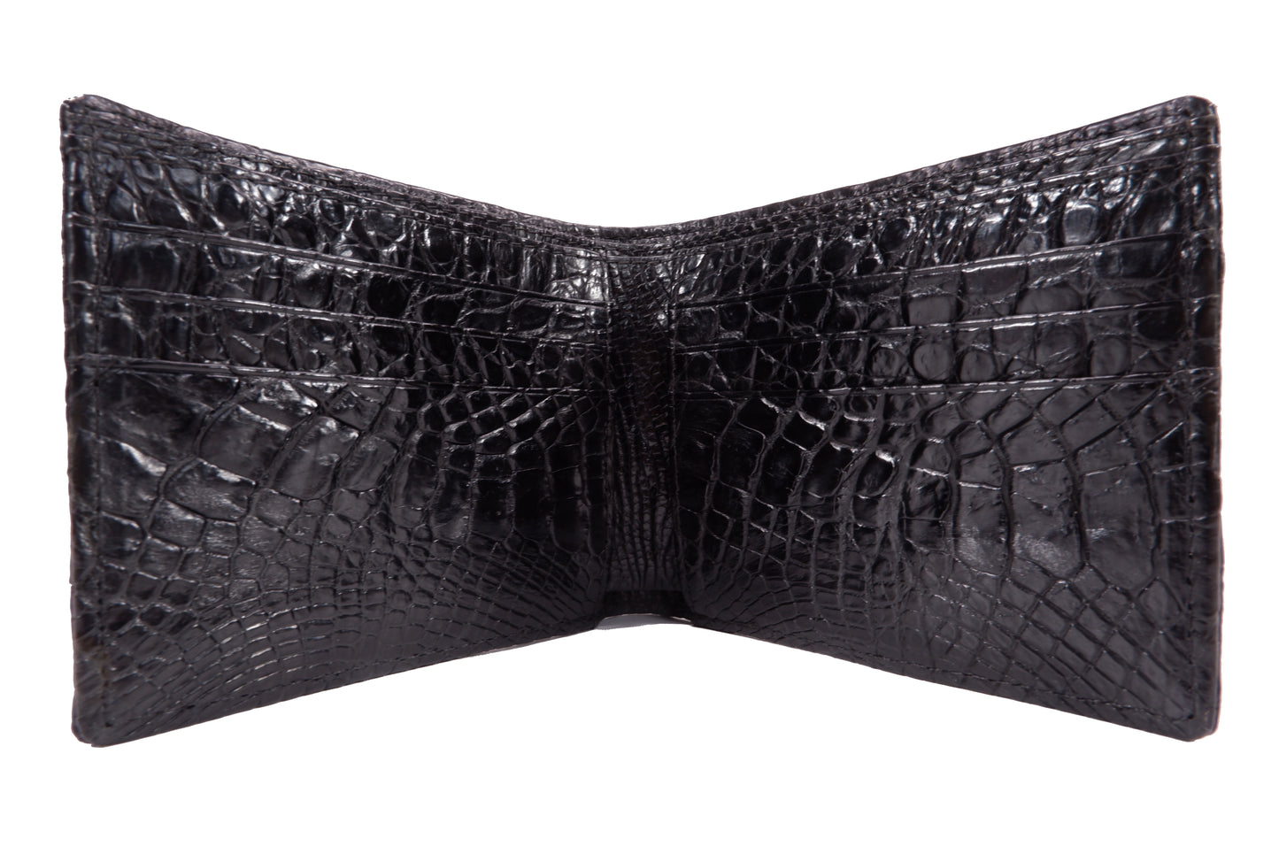 Genuine Crocodile Hornback Skin Leather Bifold Wallet with Crocodile Skin Interior