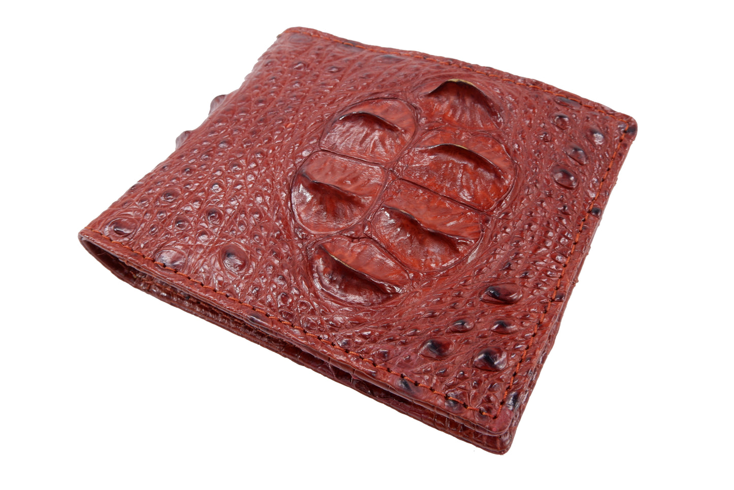 Genuine Crocodile Hornback Skin Leather Bifold Wallet with Crocodile Skin Interior