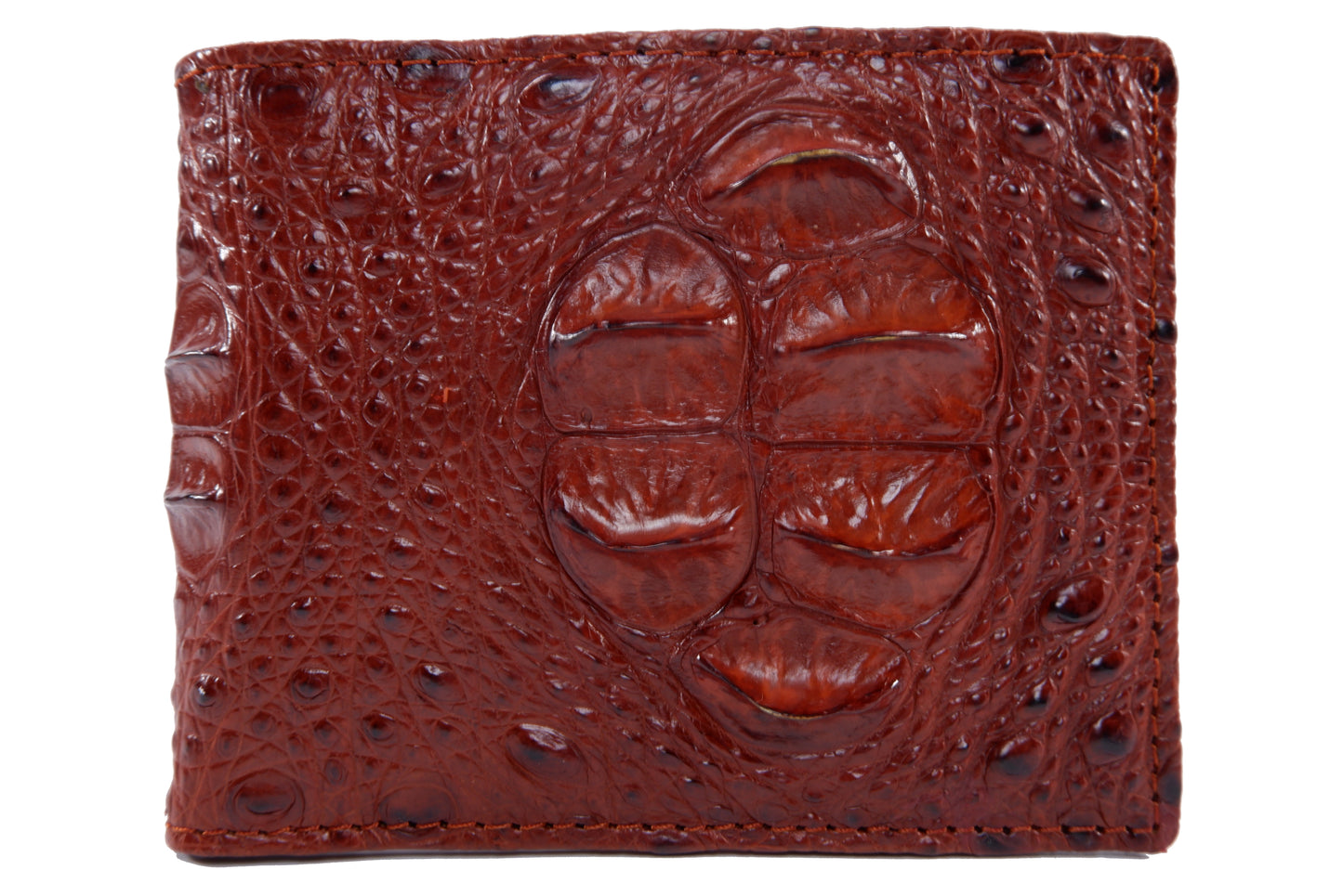 Genuine Crocodile Hornback Skin Leather Bifold Wallet with Crocodile Skin Interior