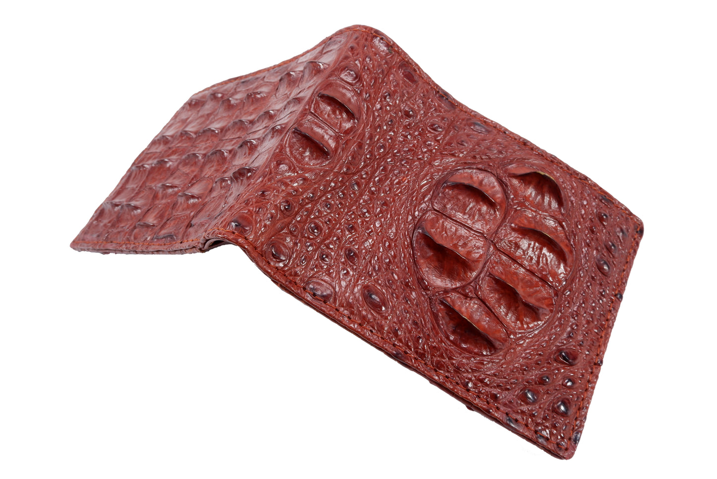 Genuine Crocodile Hornback Skin Leather Bifold Wallet with Crocodile Skin Interior