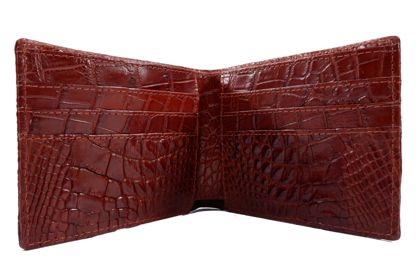Genuine Crocodile Hornback Skin Leather Bifold Wallet with Crocodile Skin Interior