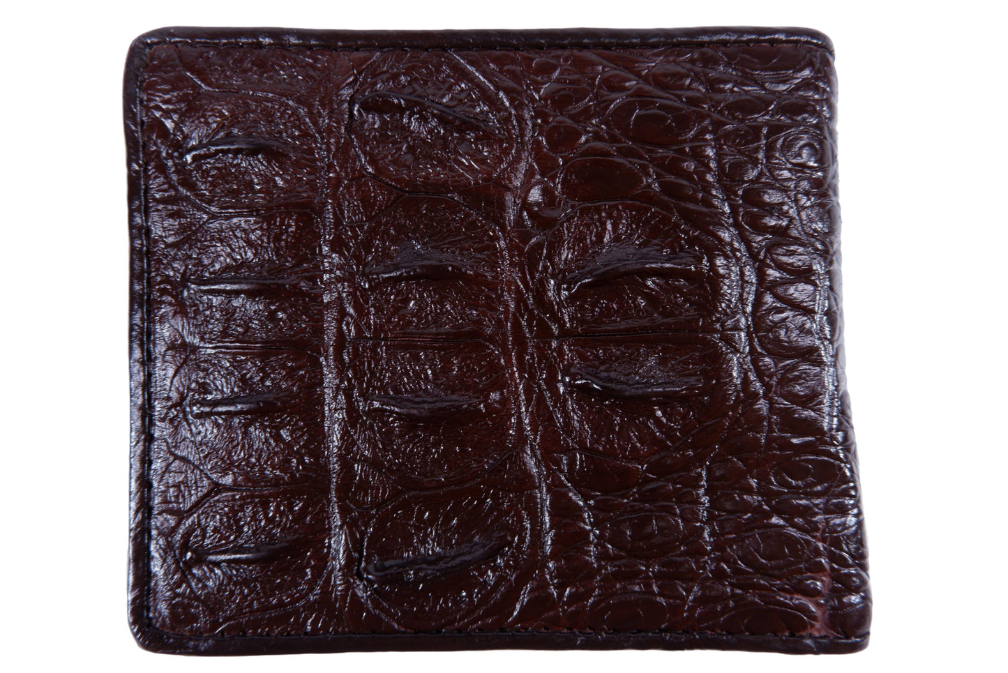 Genuine Crocodile Head Bump Skin Leather Bifold Wallet
