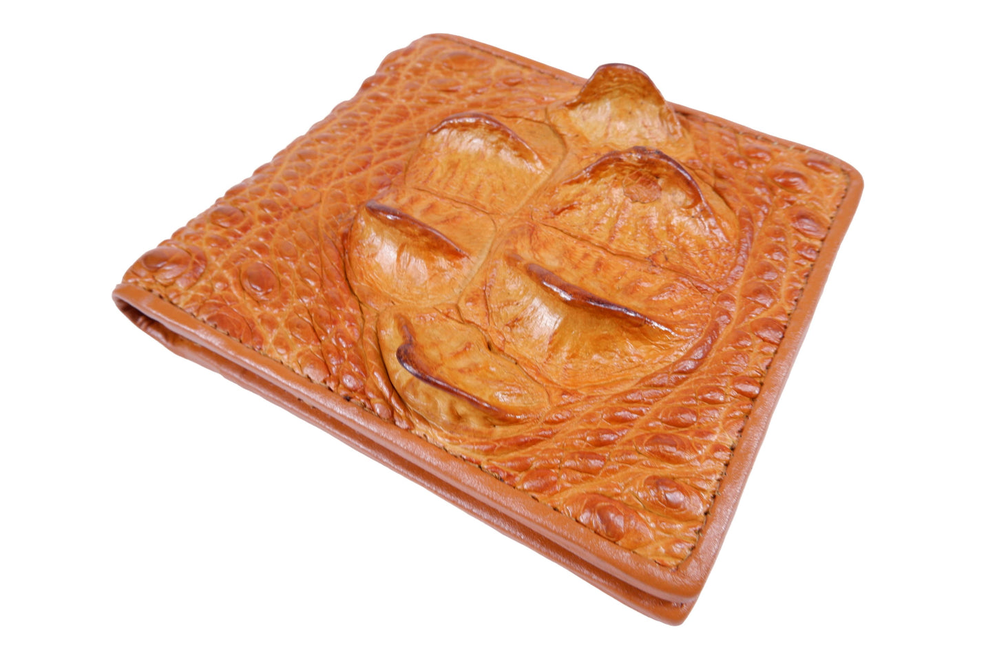 Genuine Crocodile Head Bump Skin Leather Bifold Wallet