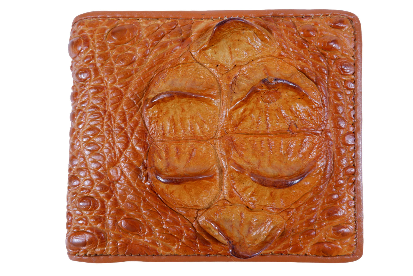 Genuine Crocodile Head Bump Skin Leather Bifold Wallet