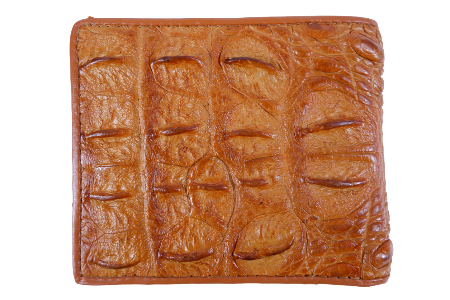 Genuine Crocodile Head Bump Skin Leather Bifold Wallet