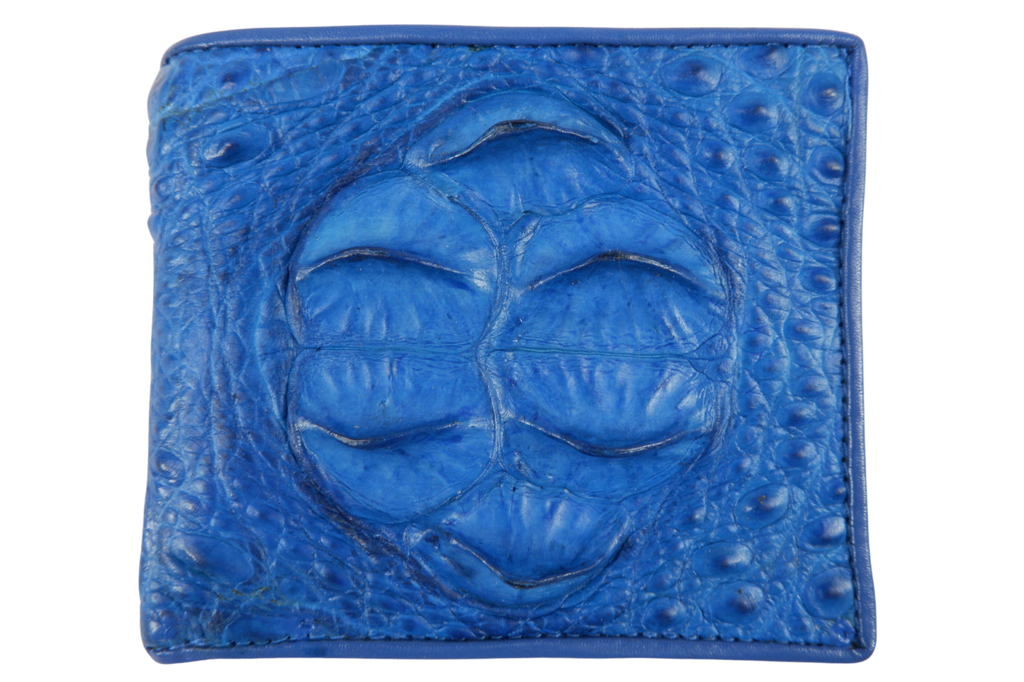 Genuine Crocodile Head Bump Skin Leather Bifold Wallet