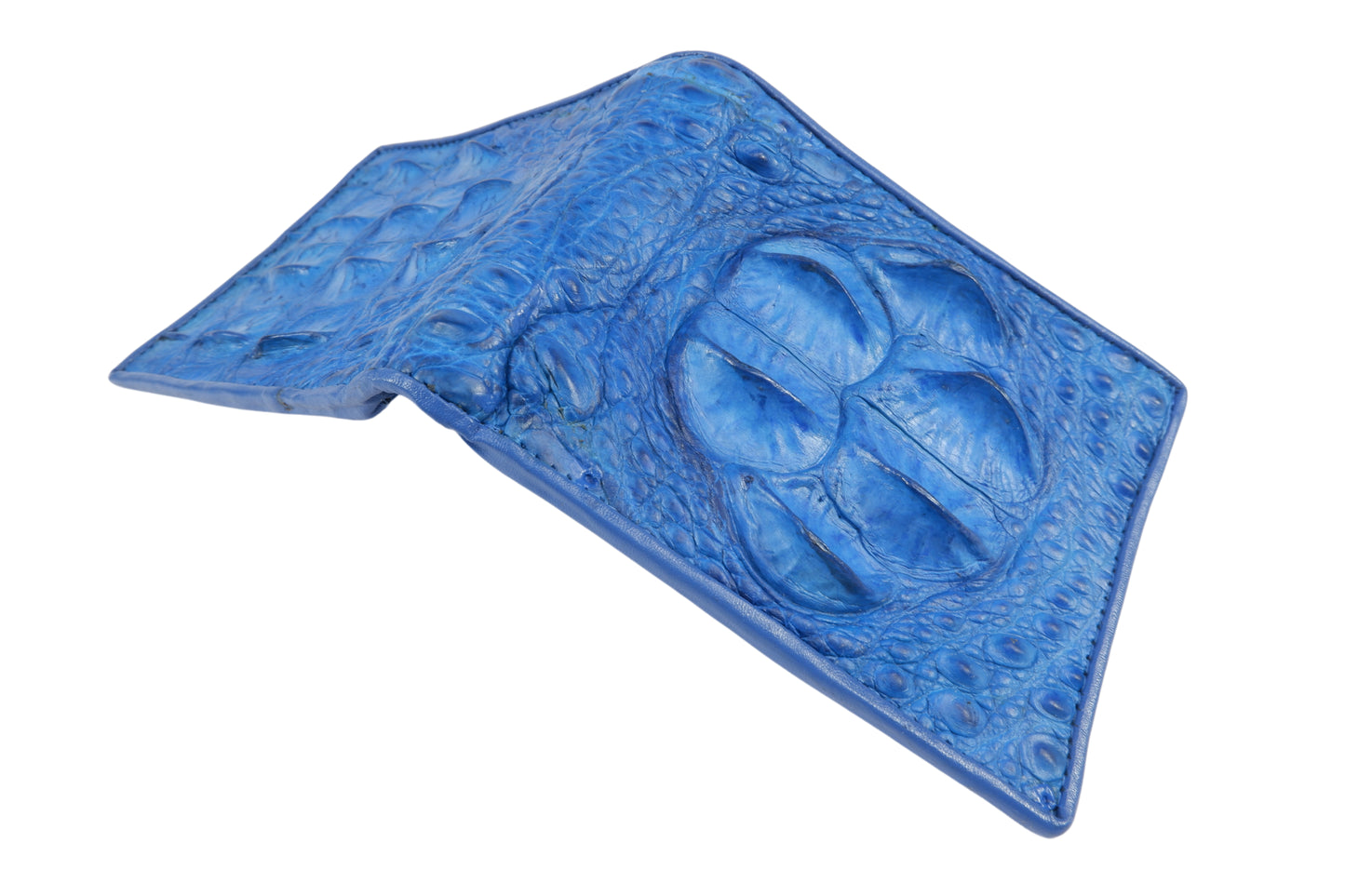 Genuine Crocodile Head Bump Skin Leather Bifold Wallet