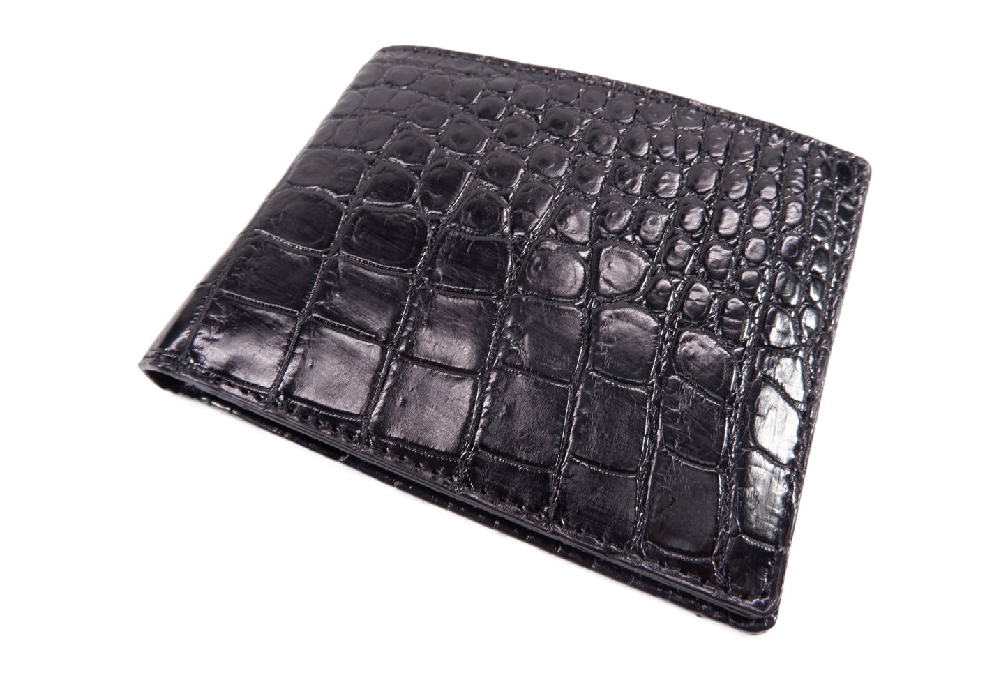 Genuine Crocodile Belly Skin Leather Bifold Wallet with Crocodile Skin Interior