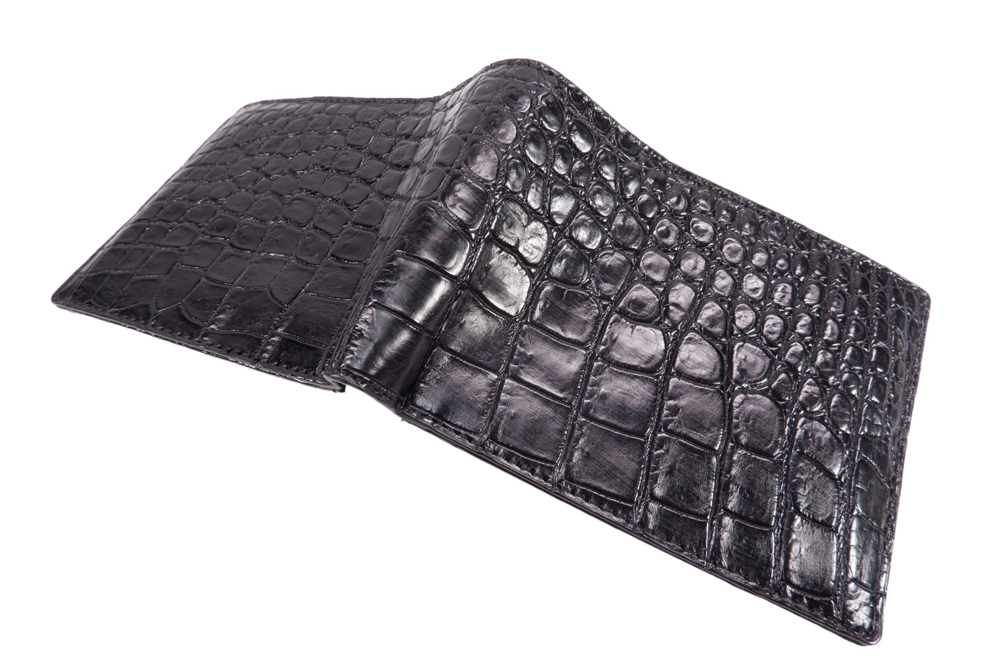 Genuine Crocodile Belly Skin Leather Bifold Wallet with Crocodile Skin Interior